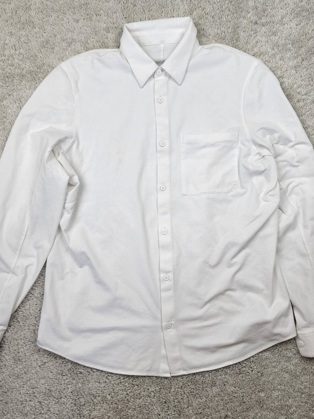Lululemon Button Shirt Mens Medium M Vapor Long Sleeve Evolution White Office